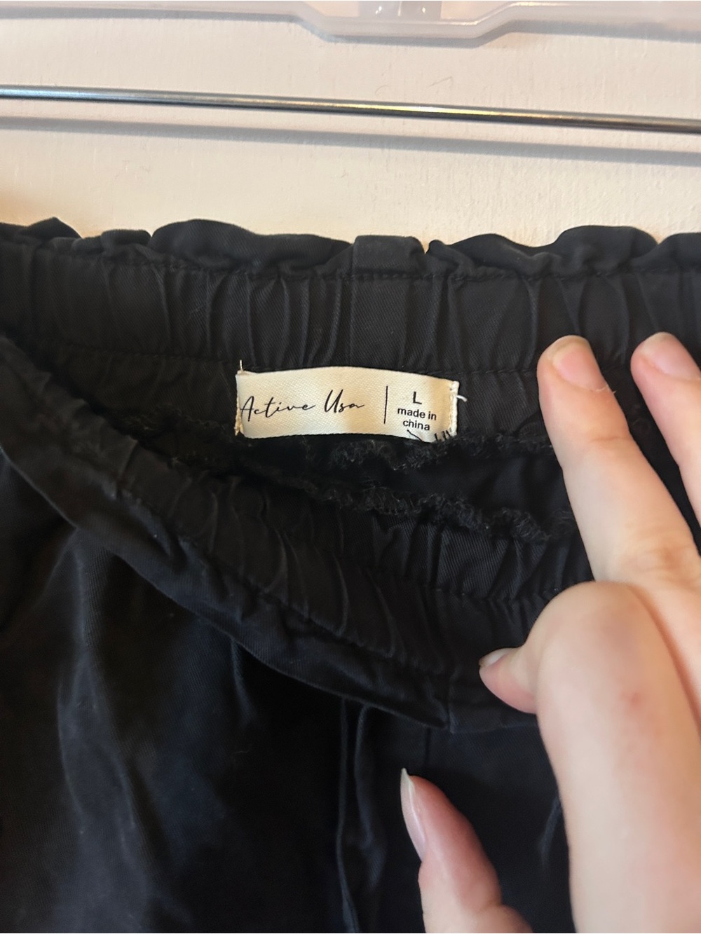 Active USA Black Womans  Elastic Waist Joggers runs small